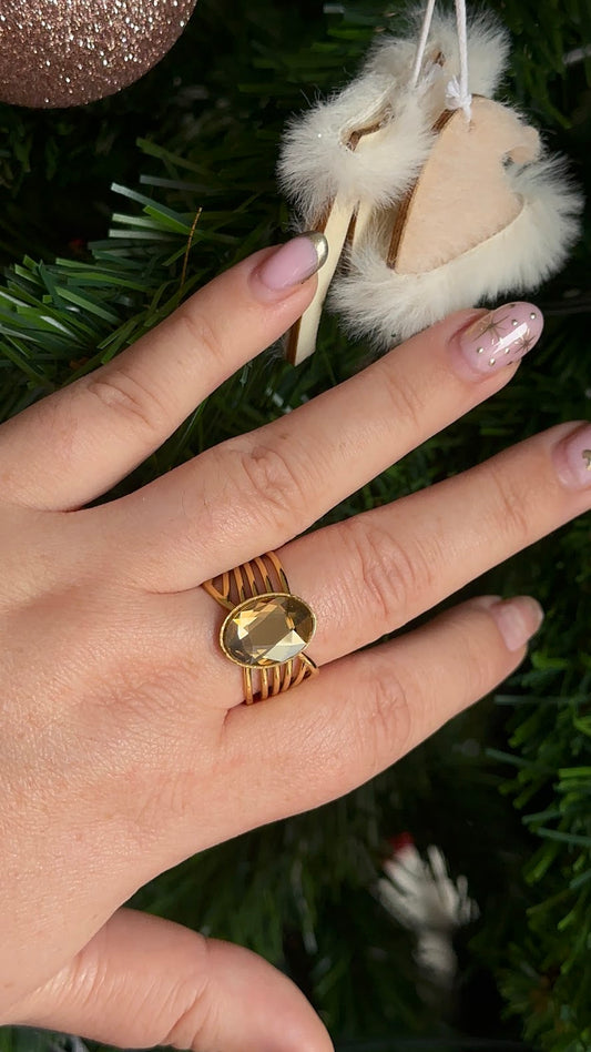 Bague Cristallo acier inoxydable et Cristal