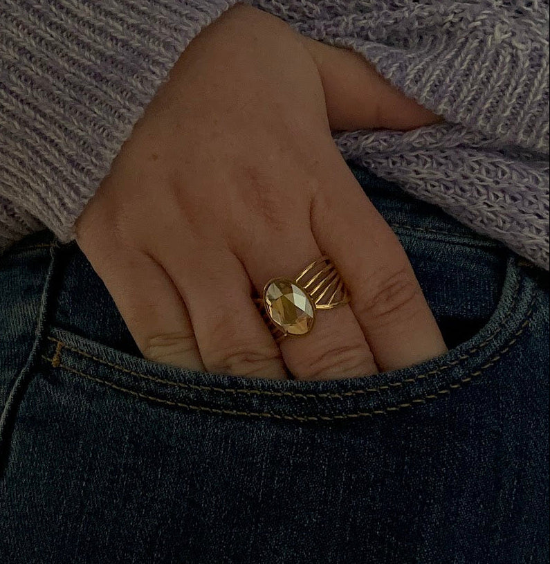 Bague Cristallo acier inoxydable et Cristal